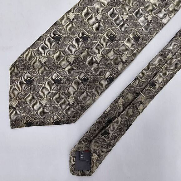 ROBERT TALBOTT BEST OF CLASS SILK TIE CHAMPAGNE SHIMMER GEOMETRIC 4" X 58" - Picture 1 of 2